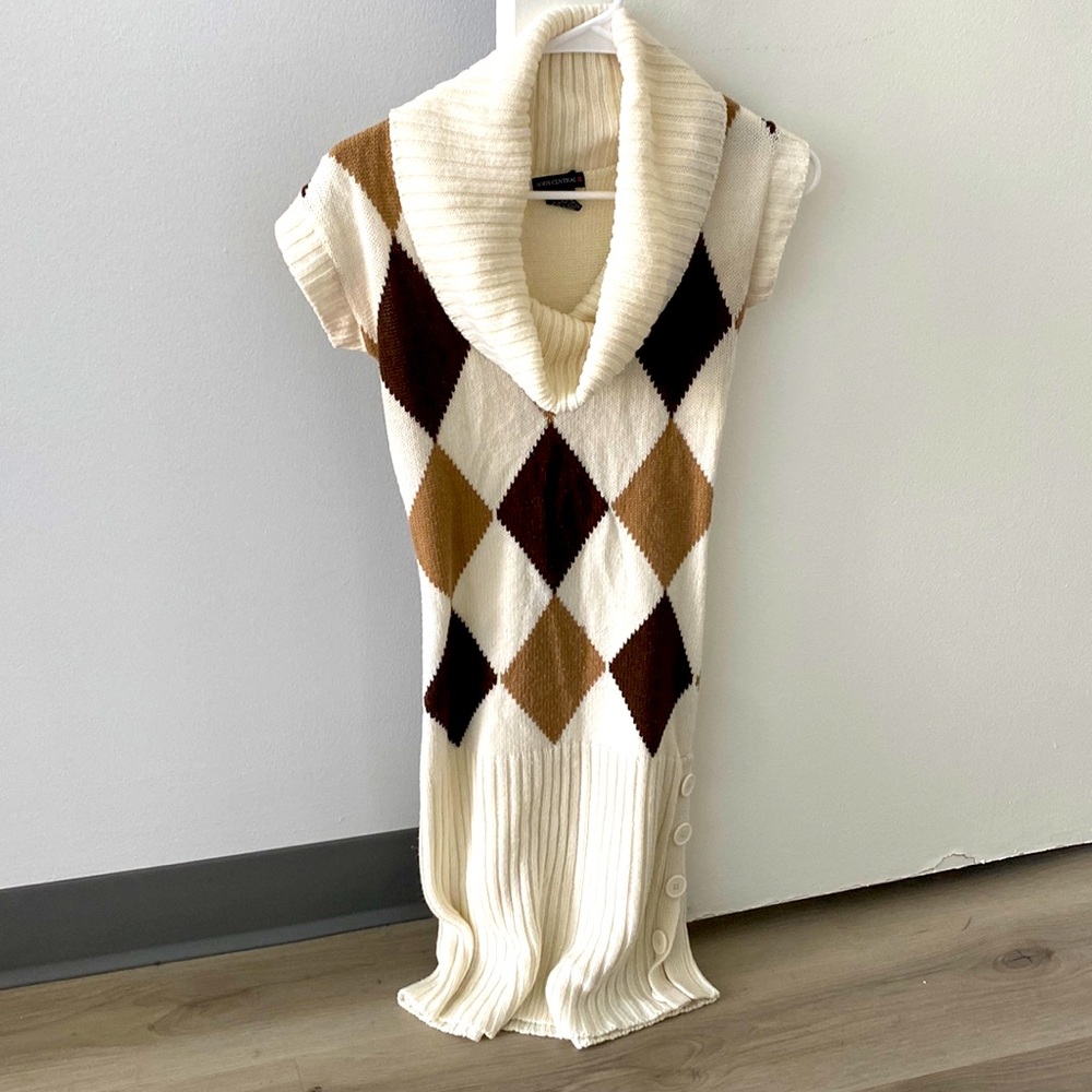 Body Central Women's Sweater Dress (Cream/Brown/Tan | S)